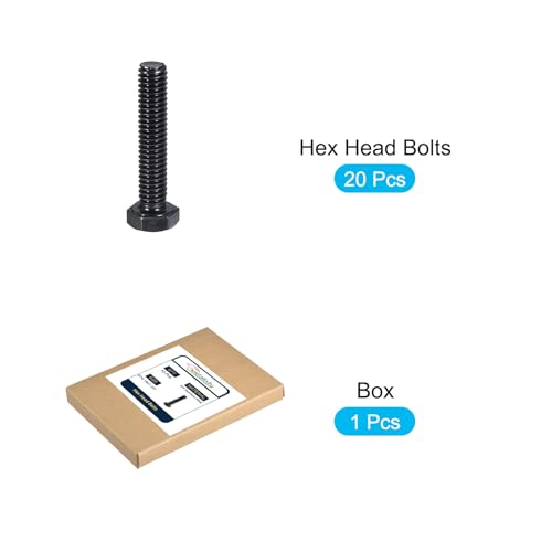 Image of METALLIXITY Hex Head Bolts (5 /16-18 x 1-1 /2 inch) 20Pcs, 304 Stainless Steel 18-8, Fully Threaded, External Hex Drive, Hex Head Screw Bolt, Black Oxide