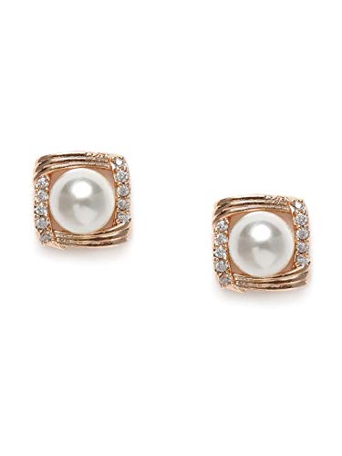 Zaveri Pearls Rose Gold Cubic Zirconia & Pearl Contemporary Brass...