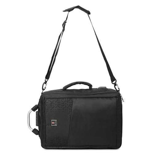 SWISS MILITARY ELEMENT 18L Multi-Purpose Laptop Backpack Cum Sling Bag with Locking Mechanism, USB Port, Organizer Pocket, Garment Compartment, 15.6-Inch Fit, Travel Bag for Men & Women, Black