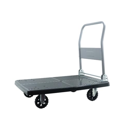 Carretilla de Mano, Camión de Plataforma Plana, Herramienta transportadora, Carrito de tracción, Carrito de Remolque Plegable de Empuje y tracción, para Suministros de mudanza(Black,Large)