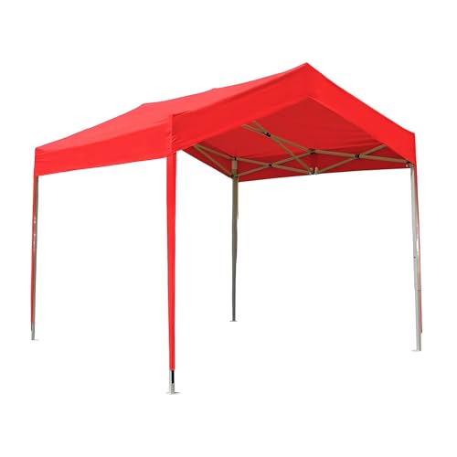 AdjustableTent - Padiglione pieghevole impermeabile, stabile, altezza regolabile a 3 livelli, facile da riporre, per campeggio, barbecue, spiaggia, parco (rosso, 3 x 2,7 m)