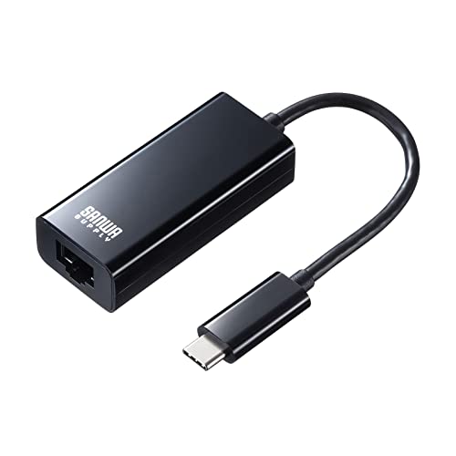 Sanwa Supply USB-C VLAN2BKN USB 3.2 Type C to LAN Adapter (Black)