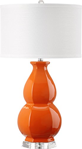 Lámpara de mesa Safavieh Juniper base naranja y pantalla blanca miniatura 6