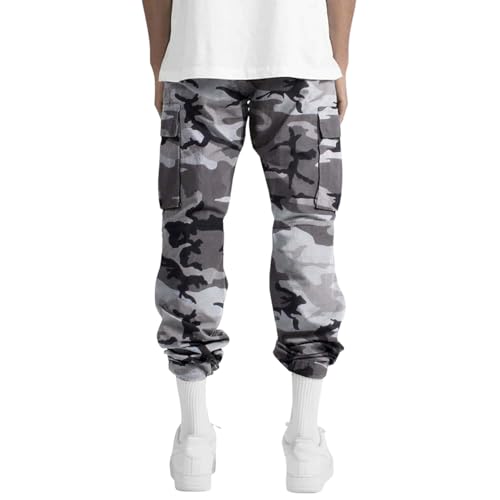 Men's Camo Cargo Pants Casual Camouflage Print Stretch Elastic Waist Tapered Tactical Climbing Pants with Pockets3