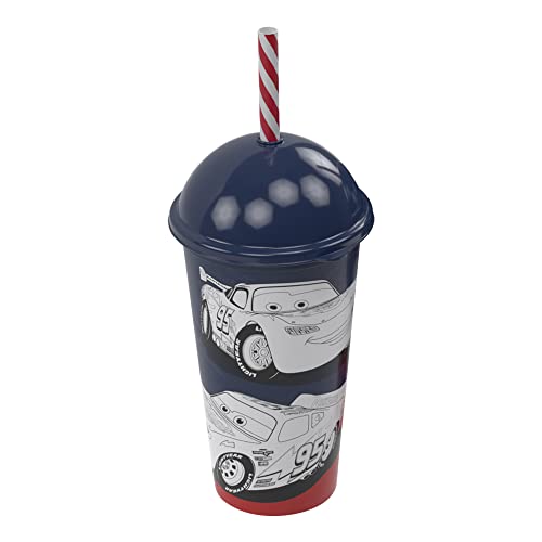 Plasútil Carros Copo Shake com Tampa e Canudo, Transparente, 500 ml