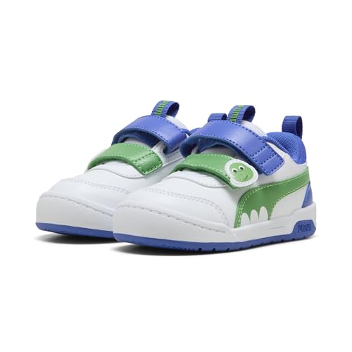 PUMA Sneakers Multiflex 2 Dino per Bimbi ai Primi Passi 24, White Green Fruit Royal Sapphire Blue