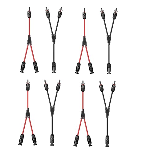 Y Kabel Solar 6mm² Solarkabel Y Verteiler,10AWG 4 Paar 1Y2 Solar Kabel Y für PV Module.(Rot + Schwarz).
