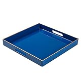 MAONAME Decorative Tray, Royal Blue Serving Tray with Handles, Coffee Table Tray, Square Plastic Tra