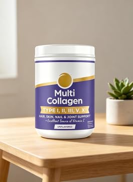 Poudre multi-collagène hydrolysée pour femmes et hommes, 20 g de collagène, soutient la santé des cheveux, de la peau, des ongles et des articulations, type I, II, III, V, X, vitamine C et acides amin