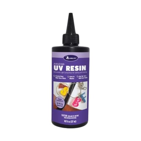 Alumilte Amazing Crystal Clear UV Resin for Jewelry Making, Resin Art, Craft Projects - Fast Curing and Versatile Epoxy Resin, Ideal for Earring and Keychain Making, DIY Projects (8 Ounce) Cover