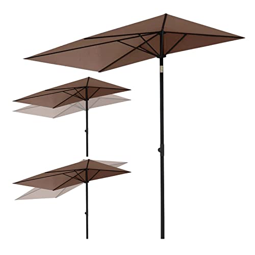 FQMYLTYN Parasol Rectangulaire Petit Parasol de Balcon avec Hauteur Réglable et Inclinable UPF 50+ Pliable pour Extérieur (Brown)