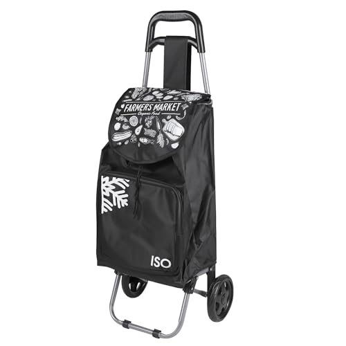 ELEPSO Einkaufstrolley mit Kühlfach 35L schwarz – Einkaufswagen leicht & stabil – Shopping Trolley für Getränke, Lebensmittel, Kühlware - praktisch und komfortabel