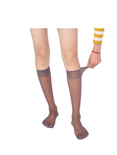 uxcell Women Knee High Reinforced Toe 10 Pairs Sheer Silky Stockings3