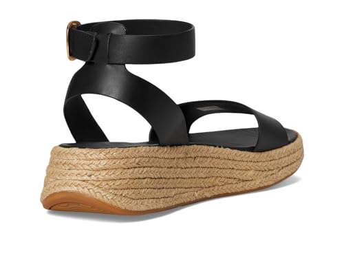 Image of FitFlop Women's, F-MODE Espadrille Leather Flatform Ankle-Strap Sandal