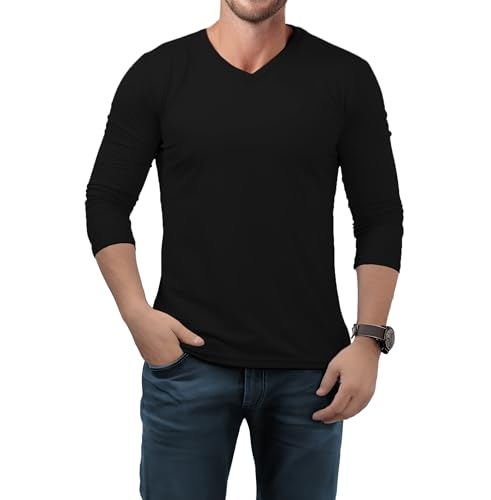 Pack of 3 Plain Long Sleeve Shirt Men - Soft Comfortable V Neck Full Sleeves Fashion Tees for Men2