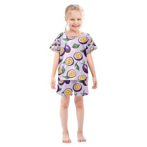 senya Passion Fruit Purple Summer Pajamas Set Short Cotton Sleepwear 2 Piece3