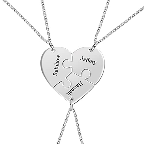 MissNaNa 19.7" BFF Necklace Personalized Best Friend Necklace Customized Heart Puzzle Necklace for 2/3/4/5/6 Best Friend/Family/Sister2