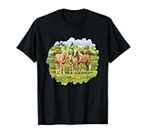 Un joli jument de palomino, un étalon de cheval, et leur adorable poulain.