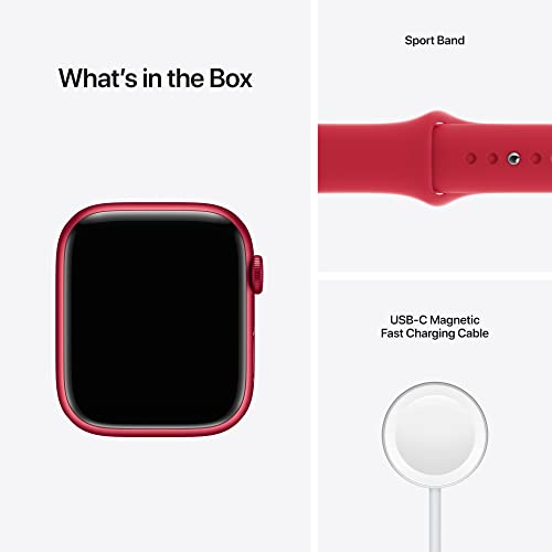 Image of Apple Watch Series 7 [GPS + Cellular 45mm] Smart watch w / (PRODUCT)RED Aluminum Case with (PRODUCT)RED Sport Band. Fitness Tracker, Blood Oxygen & ECG Apps, Always-On Retina Display, Water Resistant