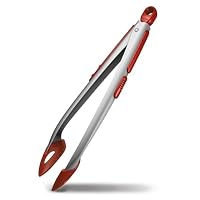 Zyliss Cook N Serve Silicone and Stainless Steel Tongs, 13-Inch, Red
