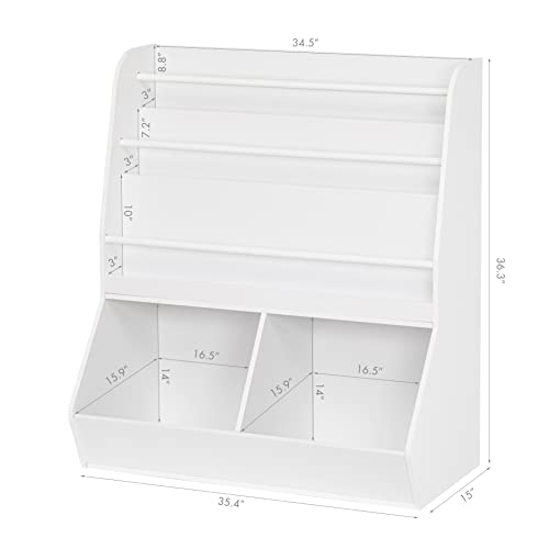 Utex Kids Bookshelf And Toy Storage Cabinet, Kids Bookcase Organizer And Cubby, Kids Bookshelf Display Stand, Kids Book Rack For Kids Room, Classroom, Nursery, White #TOP2