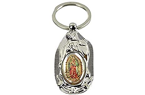 Paquete de 12 llaveros de recuerdo de bautismo Nuestra Señora de Guadalupe Recuerdos de Bautizo