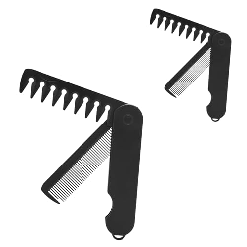 2pcs Folding Beard Comb | 2-in-1 Pocket Comb for Men for Beard Grooming, Fine & Coarse Teeth, 5.3 Inches Long, Hair Styling & Moustache Care | Compact Flip Comb, Portable Mens Accessories