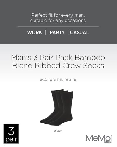 MeMoi Men's 3 Pair Pack Rayan Blend Ribbed Crew Socks2
