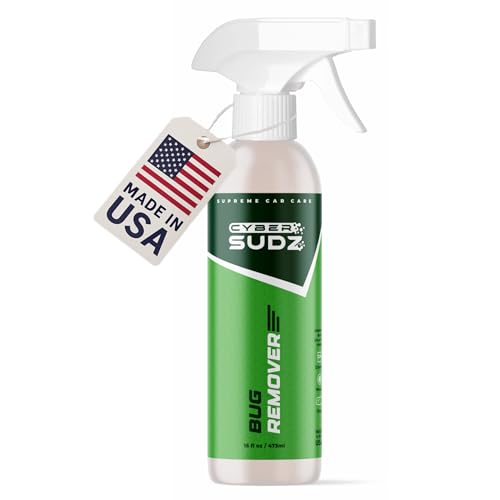 CyberSudZ Bug Remover for Cars Exterior - Spray Dissolves Bug Splatter, Bird Poop, Tar and Road Grime - Safe on Paint, Chrome, Glass, & More - pH Neutral, Ceramic & Wax Safe - 16oz