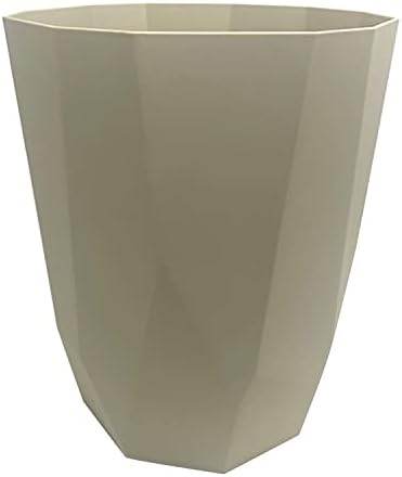 8L Litre Stylish Modern Circular Waste Paper Bin Lightweight Waste Basket Garbage Can Plastic Trash Can Dustbin Ideal For Kitchen Home Office Dorm Room Living Room Desk Bedroom & Bathroom (Beige)