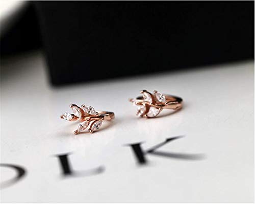 Dtja Cz Leaf Cartilage Huggie Small Hoop Earrings For Women Girls 925 Sterling Silver Cubic Zirconia Cluster Leaves Round Studs Tragus Pierced Ear Endless Hoops 8Mm Dainty Gifts  thumb #2