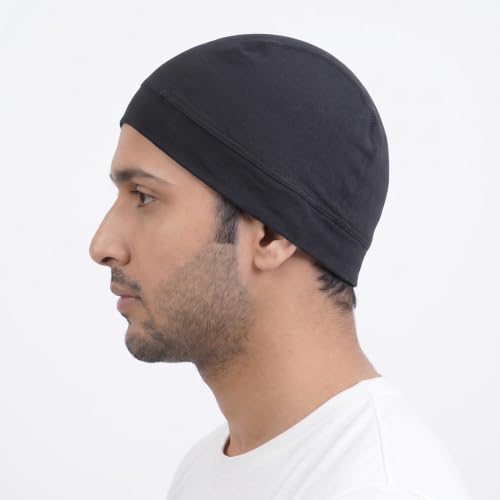 Image of Unisex Helmet Skull Cap for Bikers & Cyclists, Polyester Head Cap, Hair Inner Helmet Cap for Men, Sweat Cooling Beanie Cap, Skull Mask for Summer, Bike Accessories