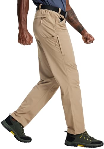 Image of Mens Hiking Pants Lightweight Cargo Work Tactical Nylon Stretch Waterproof Quick Dry Fishing Travel Outdoor 6 Pockets