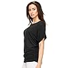 Made-By-Johnny-MBJ-Womens-Solid-Short-Sleeve-Boat-Neck-V-Neck-Dolman-Top-with-Side-Shirring MBJ WT817 Womens Dolman Drape Top with Side Shirring XL Black