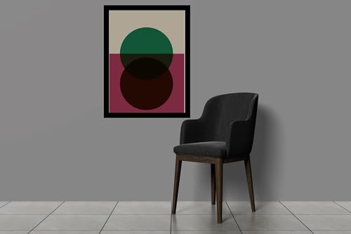 Image of BLINKART Vintage Bauhaus Retro Geometric Aesthetic Poster Gallery | Colorful Wrap Framed For Home Office Studio Living Room Modern Art Studio Decoration Abstract Shapes | (d142) | 13x10 Inch
