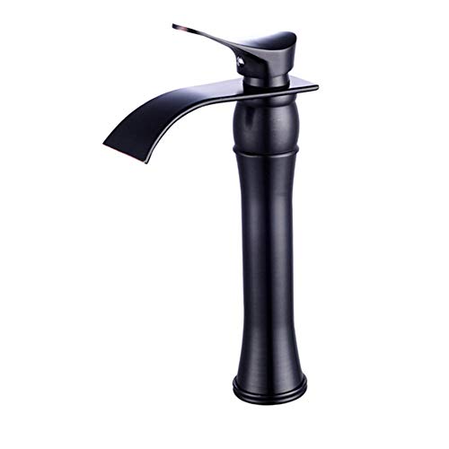 Robinet de lavabo de salle de bains en laiton cascade noire rétro