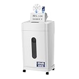 約38dB シュレッダー 業務用 30分連続使用時間 2x12mm細密マイクロカット 30Ⅼ大容量 電動シュレッダー カード類/ホッチキス針/クリップ/CD DVD対応可 P-5セキュリティ対策(ホワイト, PS310D-30L)