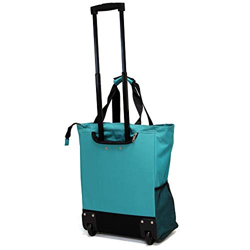 Preferred Nation Rolling Tote 13.5"w X 18"h X 8"d Travel Tote, Teal