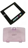 Battery Back Door Cover Lid + Glass Screen Lens for Nintendo Game Boy Color GBC Replacement (Light Purple)