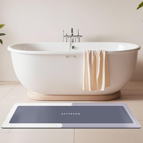 Tapis de bain moderne premium absorbant et étanche gris