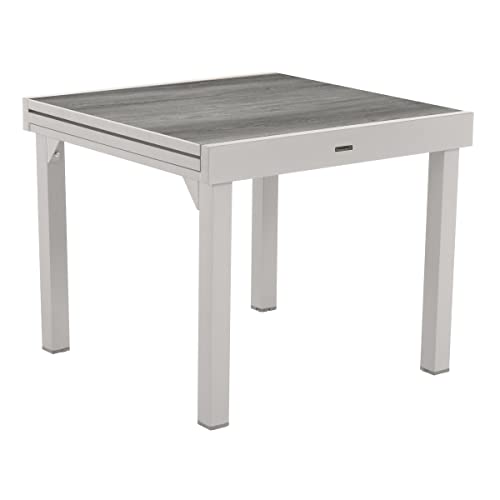 Hespéride Table de Jardin Extensible Piazza Gris Smoke & Blanc