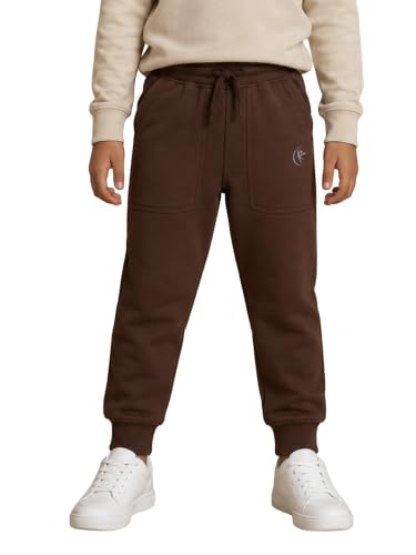 Image of KiddoPanti Boys Solid Fleece Track Pants | Cotton Poly Fleece Fabric | Ankle Length Bottom Rib | 2 Front Patch Pocket | Elastic Waist & Drawcord | Jogger Track Pants for Boys