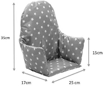 Messy Me High Chair Cushion for IKEA Antilop Highchair. Easy to fit y Wipe Clean. Also fits IKEA BLANES and Bebe Style 2 in 1 Classic high Chairs(Soft Grey Stars)