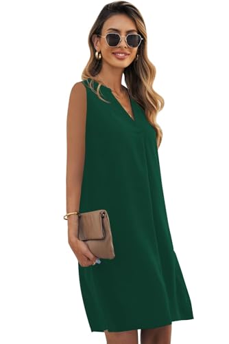 QACOHU Women Summer Dresses Sleeveless Casual Loose Swing Straight Fit Midi Dress Beachwear Coverups Dark Green XL - Image 5