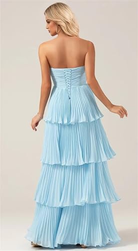 Long Chiffon Women's Bridesmaid Dresses Ruffle Tiered Formal Evening Gowns Pleated Wedding Guest Dress2