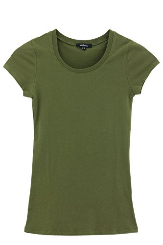 Women's Classic Crew Neck Short Sleeve Tee (Olive/Large)