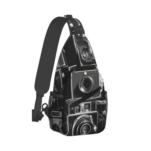 Bolso cruzado para hombre, mochila bandolera urbana negra miniatura 2