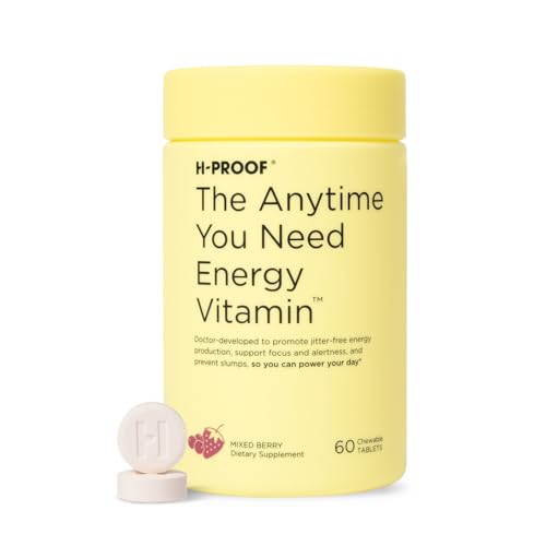 The Anytime You Need Energy Vitamin for Sustained Energy, Focus & Alertness with Jitter-Free Caffeine, 60 Chewable Energy Supplements (30 Servings), Mixed Berry
