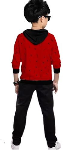 Image of LilBits Boys Summer Co Ord Set | Cotton Blend Printed T-Shirt & Track Pants Outfit | Kids Casual Top Bottom Clothing Set 2-16 Years