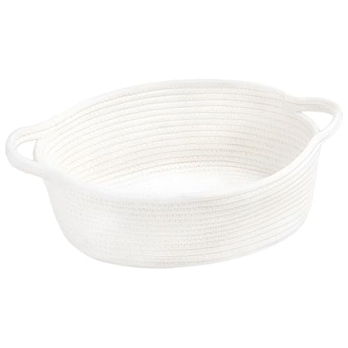 Geschenkkorb Leer, Geflochtener Korb Weiß mit Griff, Rundes Geschenkkorb Baby für Geschenke und Aufbewahrung, Geschenke Korb Organizer für Kinderzimmer Und Wohnbereich